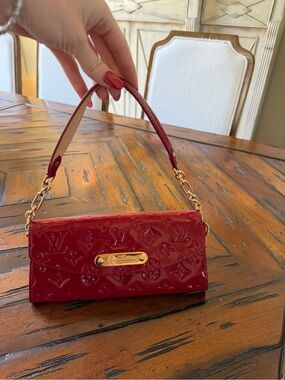 Louis Vuitton Red Vernis Patent Mini Shoulder Bag with Gold Hardware